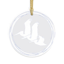 Load image into Gallery viewer, Elegant Acrylic CRCL Three Pelican Ornament – Clear with Blue Design