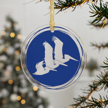 Load image into Gallery viewer, Elegant Acrylic CRCL Three Pelican Ornament – Clear with Blue Design

