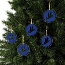 Load image into Gallery viewer, Elegant Acrylic CRCL Three Pelican Ornament – Clear with Blue Design
