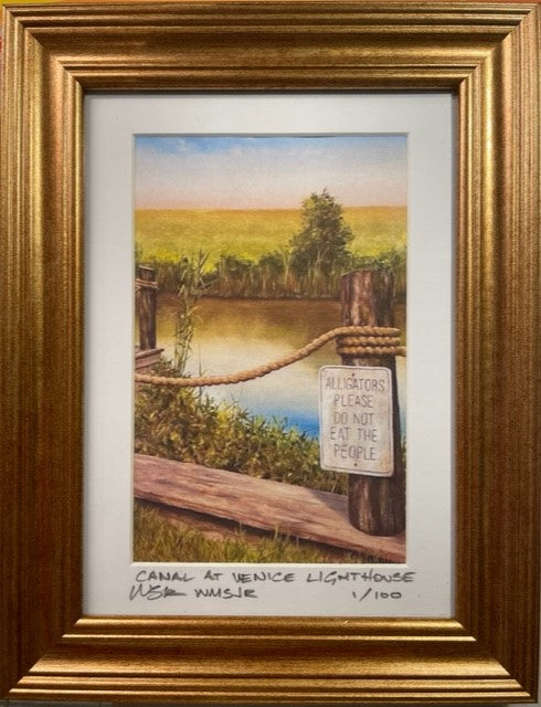 Canal at Venice Lighthouse - framed, signed and numbered print